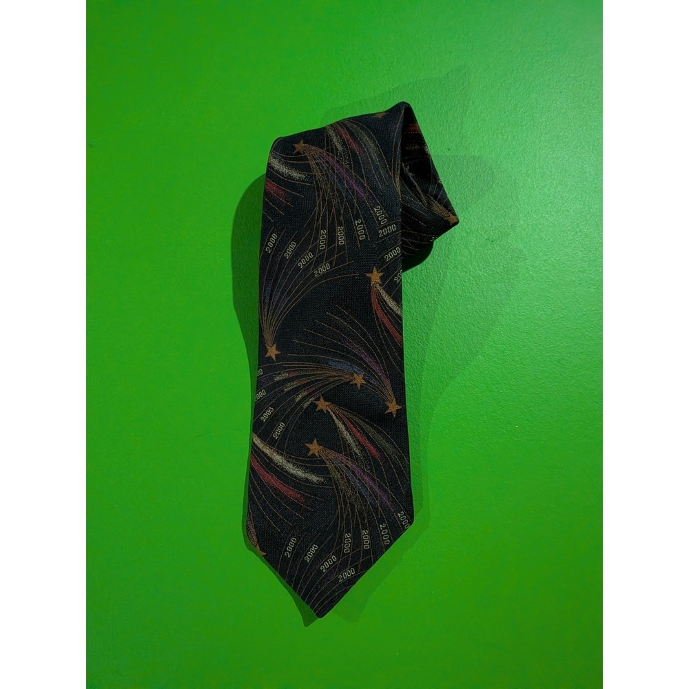 Robert Talbott Tie Silk USA Made Year 2000 Millennium Star Tie Vintage 58"